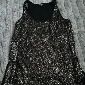 Express Black Sequin Top